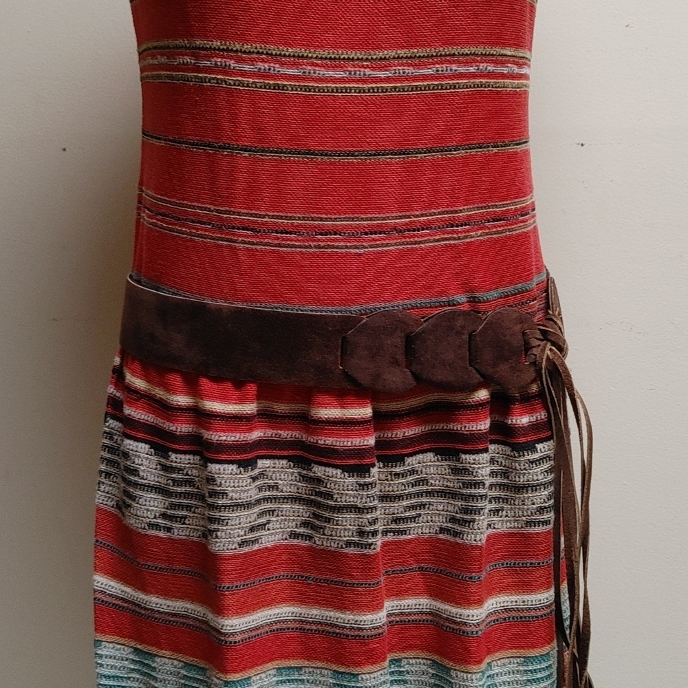 Peruvian Connection Cotton Knit Sleeveless Dress in Rust - Picture 12 of 16